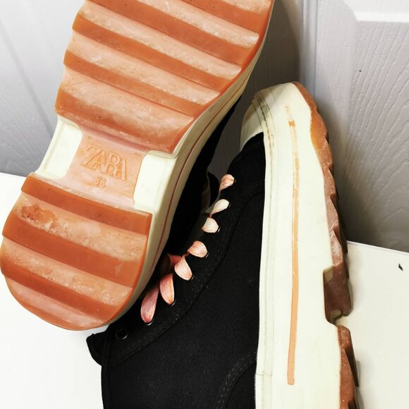 Zara Black and Orange High-Top Sneakers with Platform Sole (8) - Picture 6 of 7